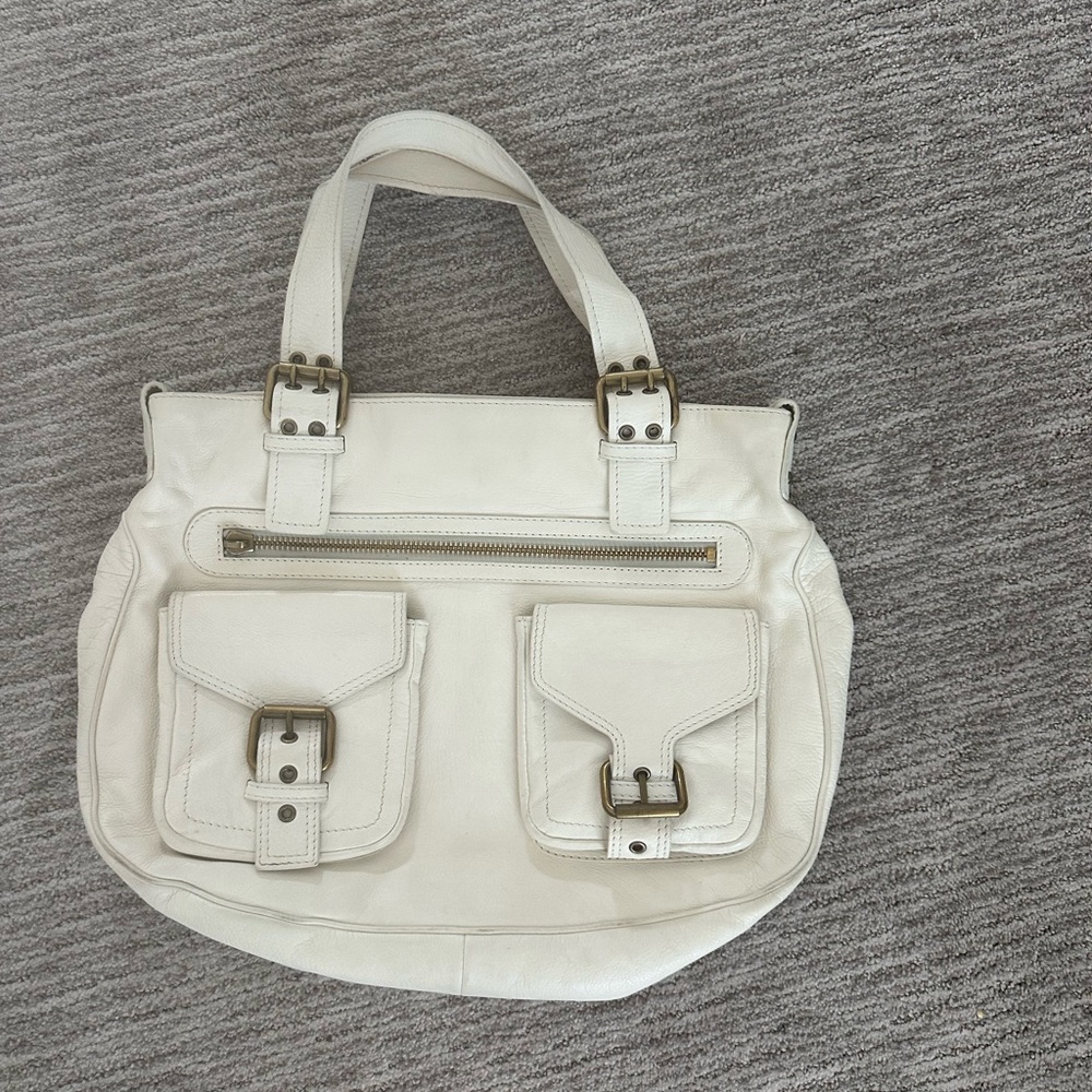 Marc Jacobs “ Limited Addition” White Shoulder Bag with Buckle Accents